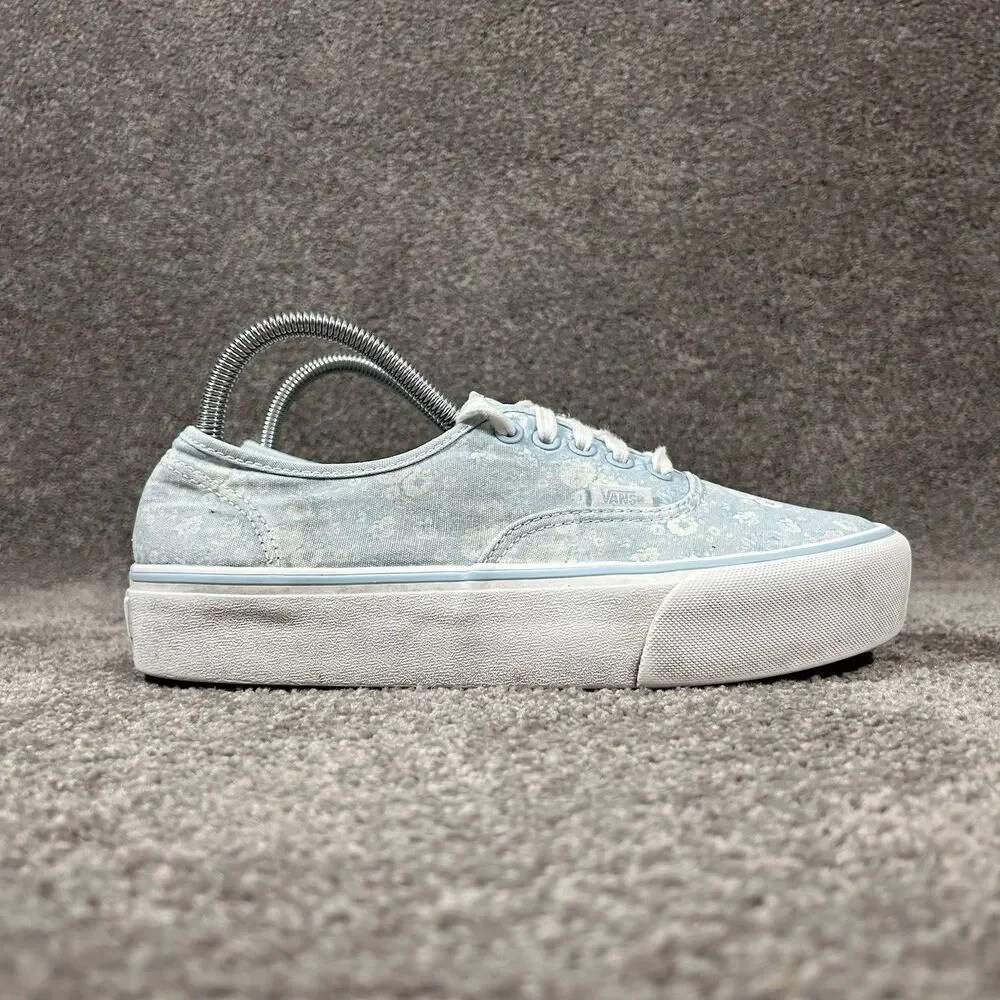 Vans Platform Tonal Women's Size 9.5 Blue Floral Casual Skate Shoes Used